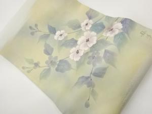 未使用品　作家物　花葉模様刺繍名古屋帯